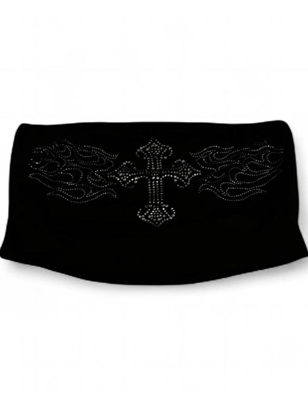 Rhinestone Cross & Flames Black Clutch